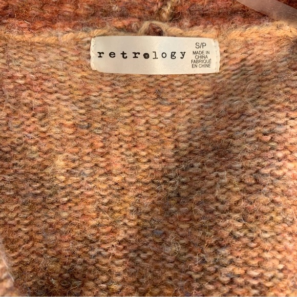 Retrelogy Orange & Cream Knit Cardigan Sweater W/ Pockets Size Small - Picture 8 of 9